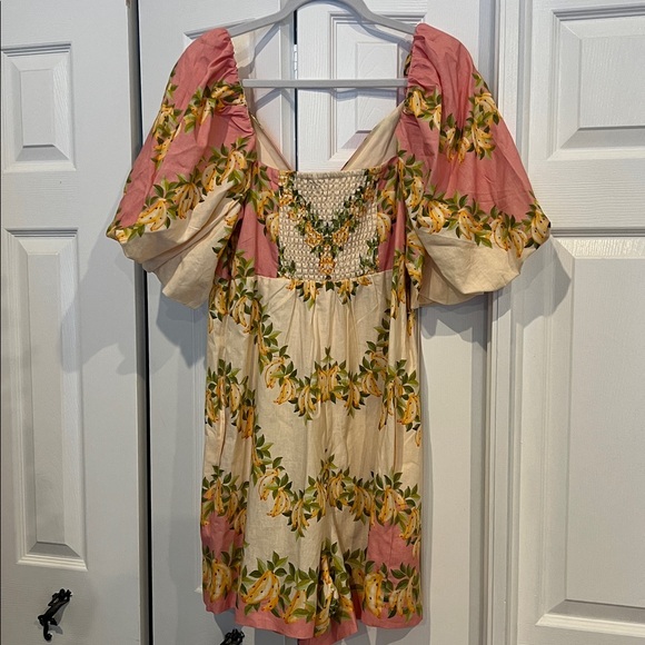 Farm Rio x Anthropologie V-Neck Puff-Sleeve Linen Blend Romper - Picture 12 of 15